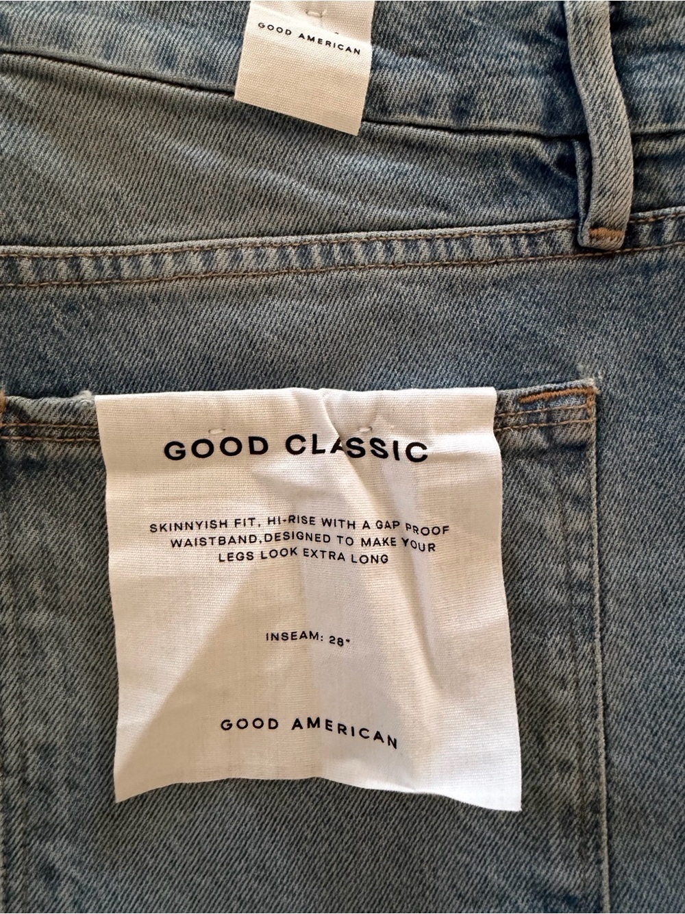 Good American Good Classic Skinny Jeans Womens 12 31 Light Wash Distressed NWT - Picture 8 of 9
